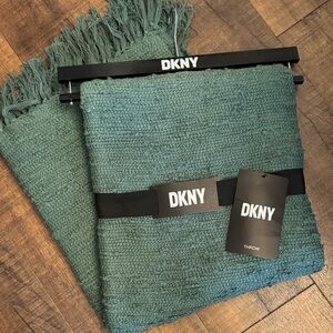 DKNY Forest Green Woven Throw